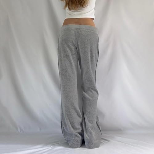 Grey Wide Leg Sweatpants Drawstring Waist Loose Fit Long Pants Y2K Aesthetic Casual Streetwear Lounge Trousers4