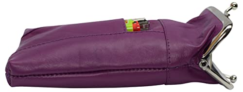 Genuine Leather Cigarette Case With Lighter Pouch Purple By Marshal #TOP3