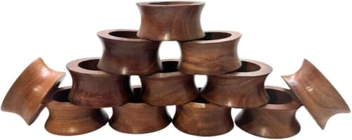 SHAFA IMPEXHandmade Acacia Concave Wood Napkin Ring Set of 12 for Dining, Anniversary, Birthday, Christmas | Napkin Ring for Home and Kitchen Décor