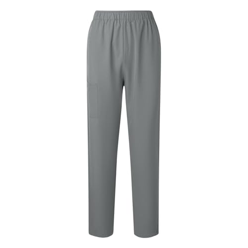 Image of Scrubs Pants for Women Plus Size Stretch Waisted Workwear Pants Medical Uniform Comfy Straight Leg Barrel with Pocket