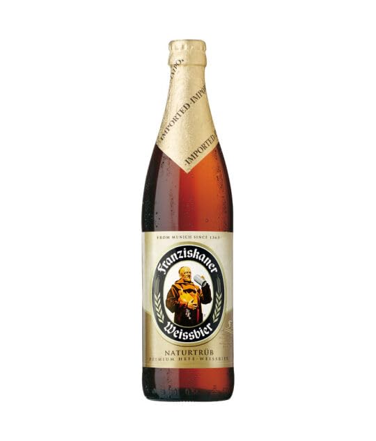 Franziskaner Weissbier Naturtrüb, Hefe-Weissbier, Glasflasche, 500 ml, 20er Pack