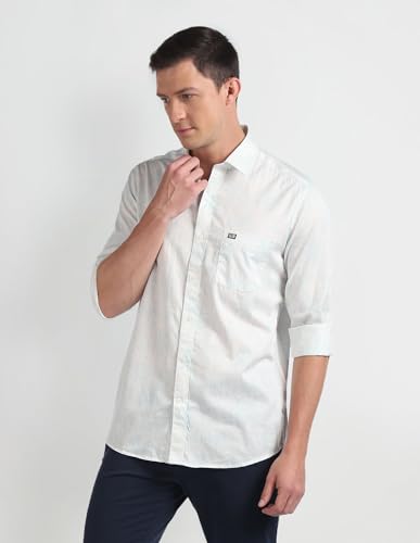 Image of Arrow Abstract Print Twill Casual Shirt White