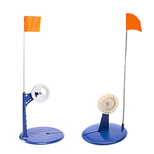 Visronde Tip omhoog, ijsvisserij tip-up visstang rond met oranje vlag ijsvis tackle blauw gewone model 2 stks, visstang - Image 4
