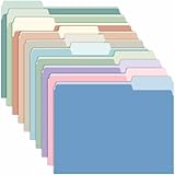 120 Pack Two Tone Color File Folders 8.5 x 11 Inch, 1/3 Cut Tab File Folder Letter Size, Assorted Colors, 10 Pastel Colors Manila File Folders, School Business Office Folders for Document Files Pape