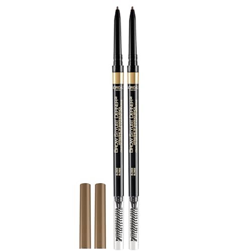 L'Oreal Paris Makeup Brow Stylist Definer Waterproof Eyebrow Pencil, Ultra-Fine Mechanical Pencil, Draws Tiny Brow Hairs and Fills in Sparse Areas and Gaps, Blonde, 0.003 Ounce (Pack of 2)