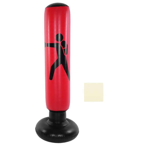 XTevu Punching Bag, Inflatable Standing Boxing Bag Bopper Column 63 Inch with Base, Freestanding Kickboxing Training Pole for Kids Karate Taekwondo MMA Home Gym Practice