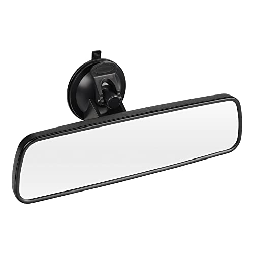 9.6 Rear View Mirror with Suction Cup Stick on Universal Inside Rearview White Mirror with Realistic Flat Wide Angle Mounted on Windshield for Car Auto Truck SUV Van