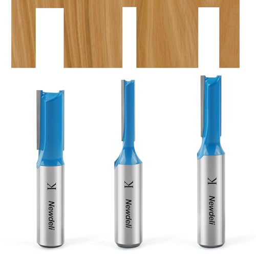 Straight Cut Router Bits, Newdeli 3pcs 1/2 Shank Double Flut...