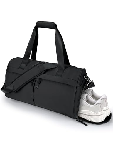 Vuudh Gym Bag with Ventilated Shoe Compartment - Travel Duffel Bag with Wet Pocket, Spacious & Durable for Fitness, Travel, and Weekend Trips(Blcak)