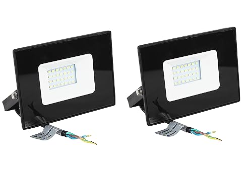 ELAELA 2 UNDS Foco Proyector LED 10W,20W,30W,50W para uso Exterior Iluminación Decoración 6500K luz fria Impermeable IP65 Negro y Resistente al agua. (20)