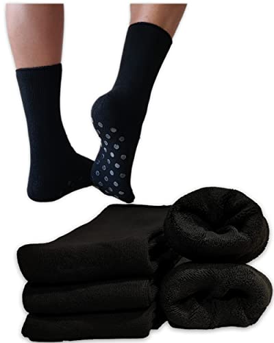 DIVABONNA 3 Pares Calcetines Térmicos Hombre Antideslizantes - Calcetines Térmicos Sin Puño - Calcetines de Estar por Casa con Rizo Completo Interior - Calcetines Invierno (40 - 46, Negro) Cover