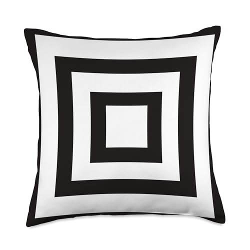 Geometric Black and White Squares Pattern Throw Pillow