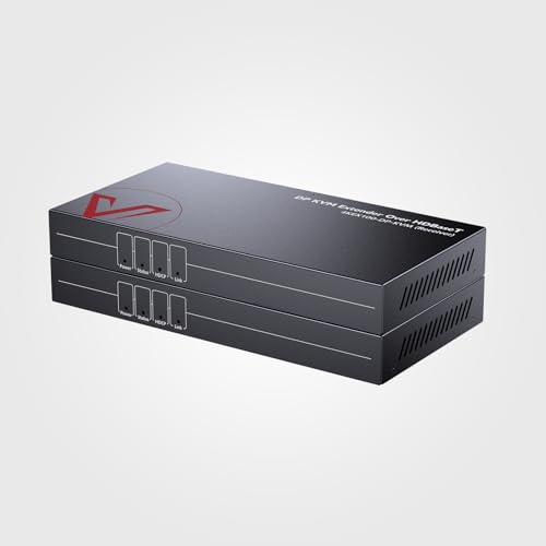 AV Access HDBaseT DisplayPort KVM Extender, Zero Latency, 4k@30Hz/1080P@120Hz, DP 1.2 PoE Extender, 2 USB 2.0 Ports for Keyboard and Mouse, EDID, Over Single Cat5e/6/6a/7 Up to 330ft (4KEX100-DP-KVM)