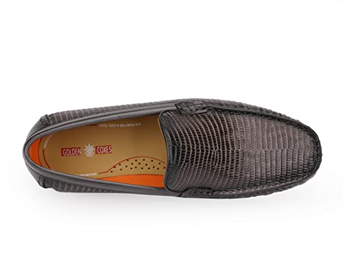 Men's Genuine Leather Loafers Crocodile Printed Slip On Soft Driving Dress Shoes4