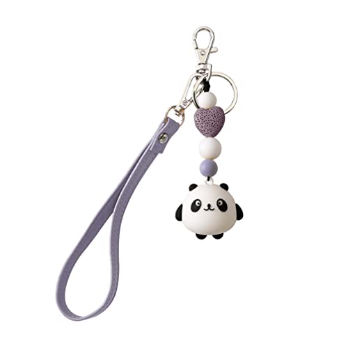 Beavorty Silicone Panda Keychain Cartoon Pendant Animal Chaîne Key Chain Mignon Panda Bear Cookring Men Femmes Filles Garçons Amateur Panda Gift Lavande Cover
