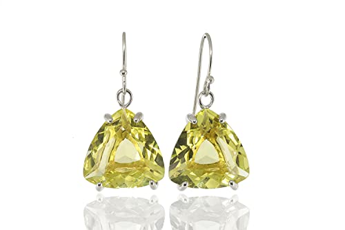 Boucles d'oreilles quartz citron en argent sterling pendantes pour femme