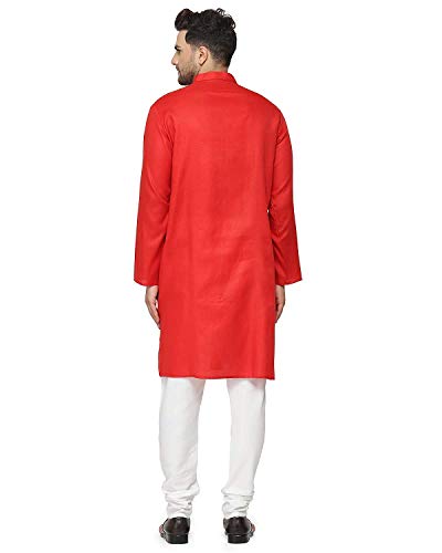 Image of weltpocket Men's Cotton Blend Solid Straight Kurta