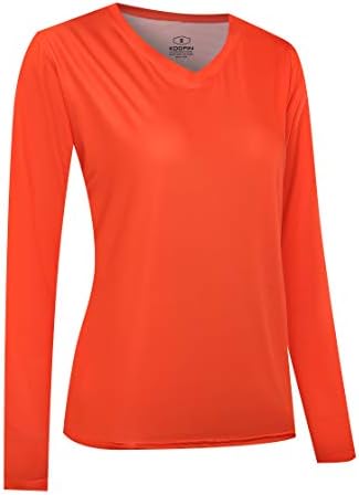 Koofin Women’s Performance Long Sleeve Fishing Shirt UPF50+ V-Neck Athletic Workout Tops Moisture Wicking Relaxed NO Logo