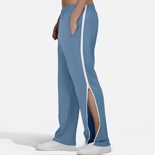 Men's Athletic Sweatpant 2025 Fashion Striped Side Zipper Loose Comfy Wide Leg Pants Elastic Waist Sport Trouser2