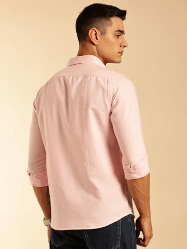 Image of Thomas Scott Men's Premium Slim Fit 100% Cotton Casual Shirt | Button-Down Collar | Full Sleeves | Solid Shirt for Men