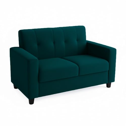 Image of FURNY Homeoy 5 Seater Fabric 3+2 Sofa Set (Greenish Teal) Premium Velvet Finish | Durable Comfort | Ideal for Living Room