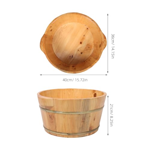 Tina de baño para pies de madera sólida para relajación miniatura 2