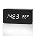 KUNSE Alarm Clock Licht Wooden VST Creatives Thermometer Digital Display Voice Control-Weiß