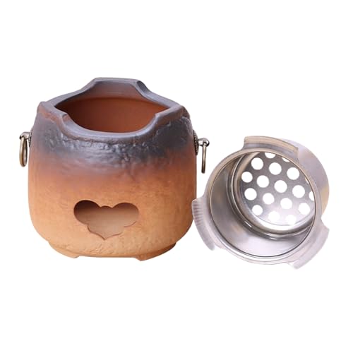 Estufa portátil de carbón de Arcilla, Cocina de té, hibachi de cerámica, con asa, Revestimiento extraíble, múltiples métodos de Calentamiento, para el hogar, Camping y Picnic.
