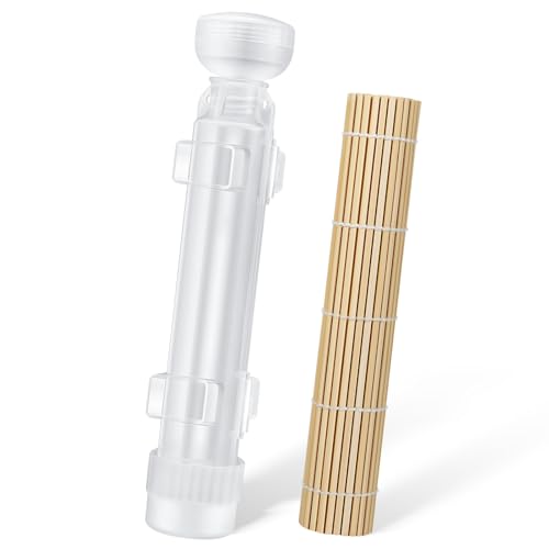 Sushi Making Kit, Upgraded 11.8 Inches Sushi Roller, Sushi Rolling Mat Sushi Maker Sushi Kit, Sushi Bazooka Easy Made Sushi Translucent white