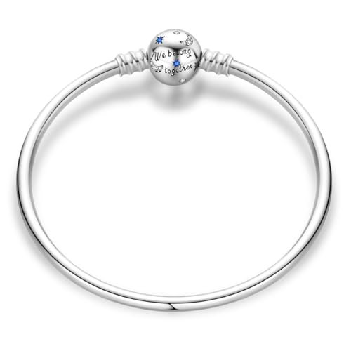KUNSIR Moments 925 Sterling Silver Snake Chain Bracelets for Women fit Pandora & European Charms Beads
