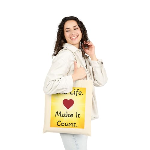 Inspiring Quote Tote Bag - One Life Make It Count - Eco-friendly Shopping Bag, Gift for Her, Tote Bag, Travel Bag, Gym Bag4