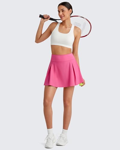 G4Free Golf Skorts for Women Summer Tennis Skirt with Shorts High Waisted Workout Skirts with Pockets Athletic Pickleball(Rose Pink,S) — view 6