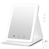BACK KTCL 2025 Rechargeable Travel Makeup Vanity Mirror with 72 Led Lights,Portable Lighted Beauty Mirror,3 Color Lighting,Dimmable Touch Screen,Tabletop LED Folding Cosmetic Vanity Mirror Desk Table