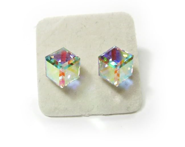 Pendientes de plata de ley 925 y cristal de aurora tallado 3