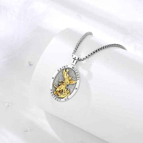 Saint Necklace 925 Sterling Silver Patron Amulet Medal Saint Jewelry for Men Women (with Gift Box)3