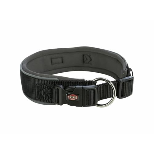 Trixie Prem Halsband, extra breit, S-M 33-42 cm, 35 mm, Schwarz