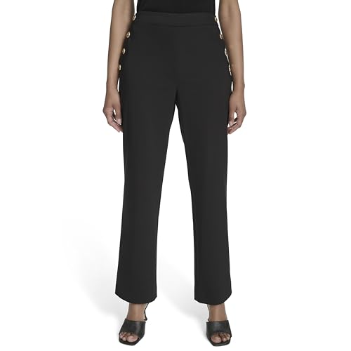 H HALSTON Women's Straight Leg Hidden Closure Office Workwear Pant