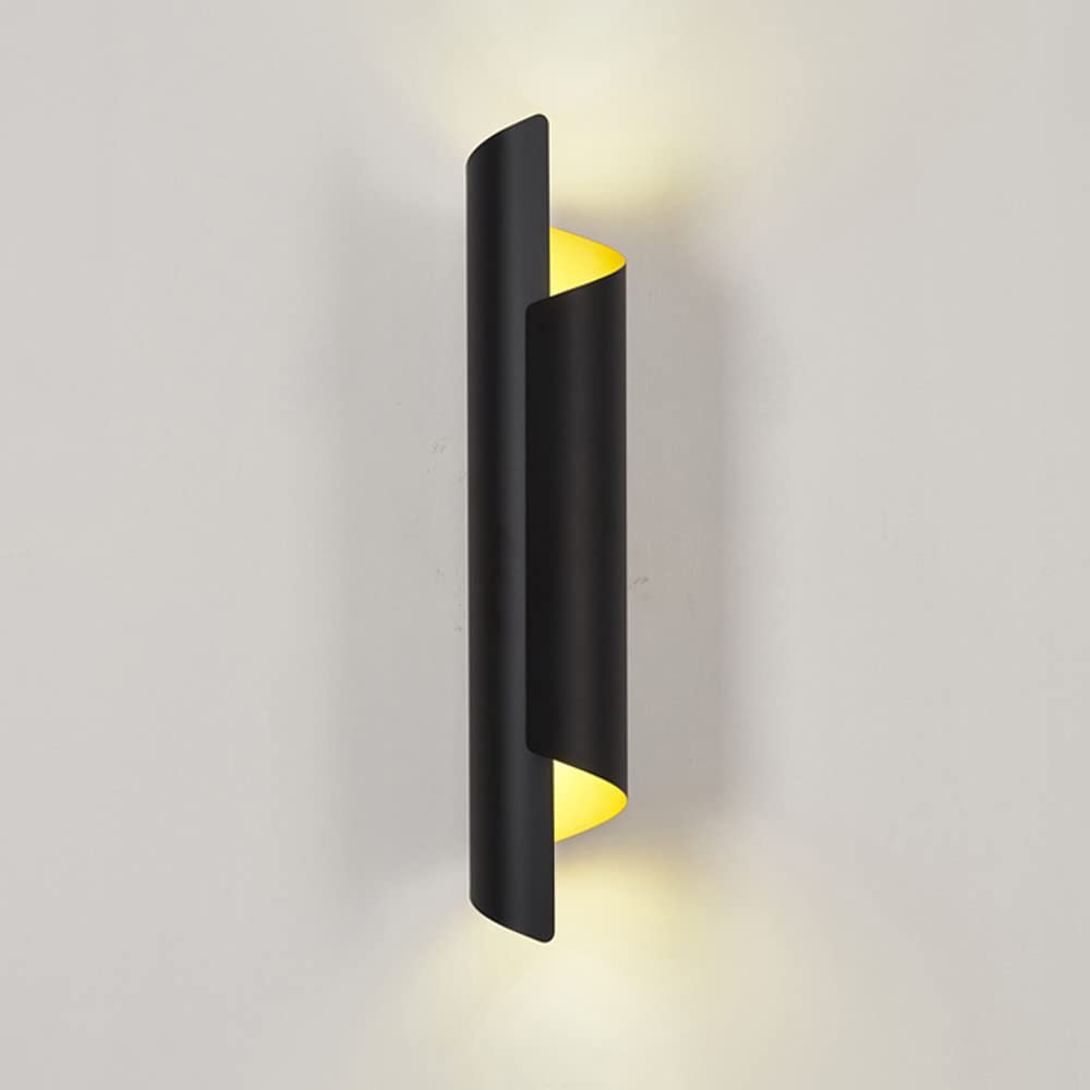 SXSCARKX Modern Wall Light Up Down Sconce Indoor Hardwired Lamp, E14 Spot Lighting Fixture Geometric Metal Sconces, Living Room Bedroom Bedside Spotlights (Color : Svart)