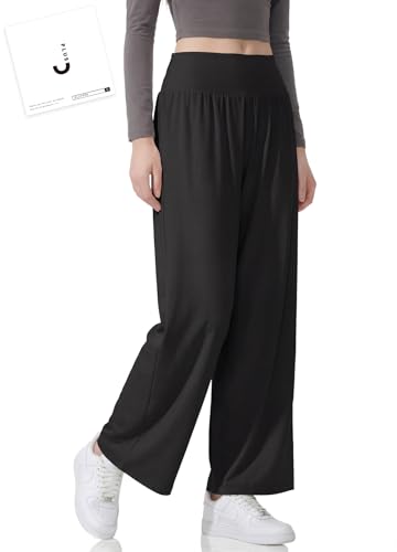 [ジェンマプラス] 【サラサラｘ超ストレッチ】 ヨガパンツ レディース ゆったり 【美ドレープ】 フィットネスパンツ ワイド ヨガウェア トレーニング エアロビ ホットヨガ ダンス パンツ ハイウエスト 体型カバー 防シワ 伸縮 速乾 吸汗 春 夏 UPF50+ 黒 ブラック M 【現役ピラティス講師監修】の商品画像（Amazon）