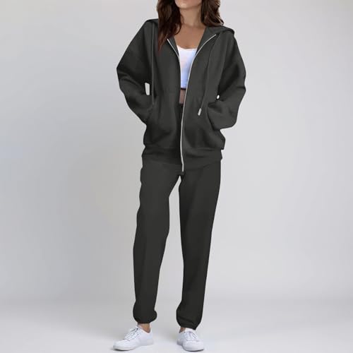 Sweatsuits Women 2 Piece Outfit Zip Up Jacket Comfort Oversized Hoodie Jogger Sweatpants Set Matching Athleisure Sets2