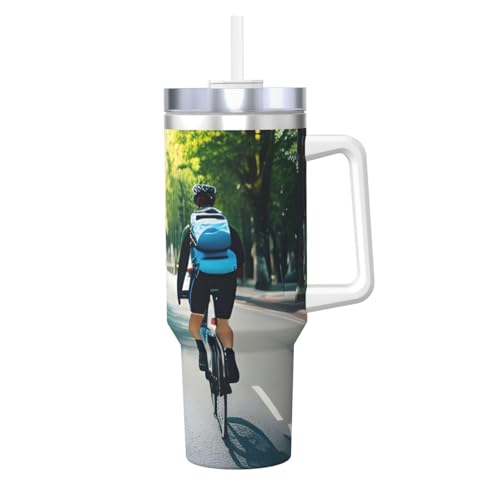 FSCEV Auto und Fahrrad 1,2 l Ice Bully mit Griff, Edelstahl, vakuumisoliert, Kaffee-Eisbecher, Wasserbecher