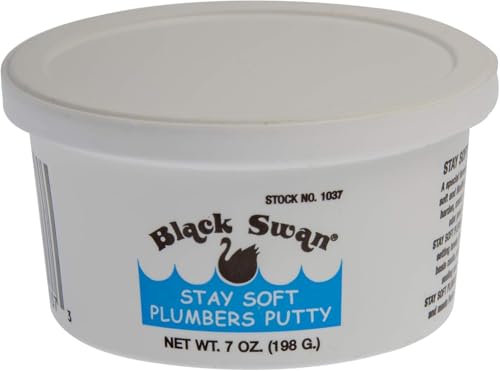 Black Swan Stay Soft Plumbers Putty 7oz - Crack-Resistant Ideal for Sink Drain Faucets & Fixtures Stretchable Plumber Putty - White