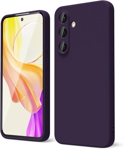 Image of DIZORO Microfiber Candy Case Compatible for Samsung S24 Smooth Touch Cushion Liquid Soft Silicone Gel Rubber Phone Cases Non-Slip Full Body Protective Shockproof Back Cover (Deep Purple)