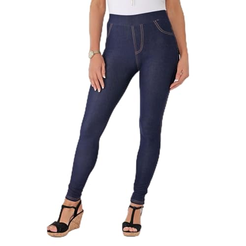 Want Clothing Legging taille haute aspect jean pour femme - Sans couture - Stretch - Effet amincissant, bleu, 5XL-6XL Plus