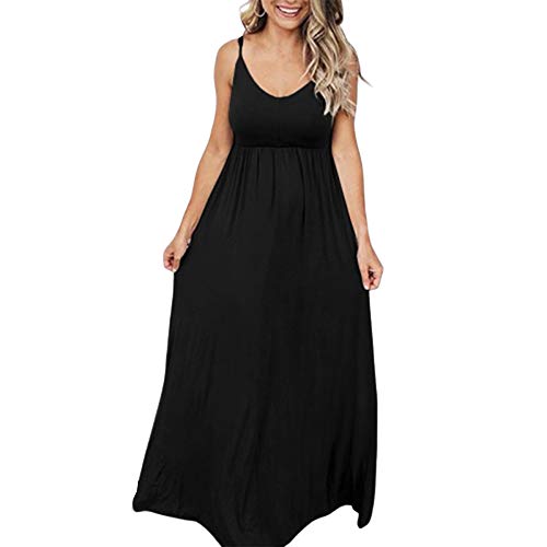 PRIMODA Women's Summer Casual Sleeveless V Neck Adjustable Spaghetti Strap Maxi Long Dress2