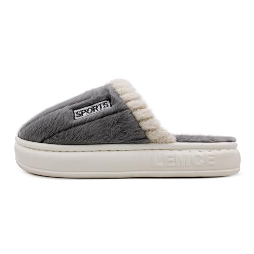 Image of VRITRAZ Men's Plush Winter Slippers | Soft Furry Lined Indoor Slides | Warm Comfortable Anti-Slip Home Footwear