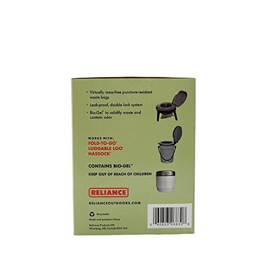 Image of Reliance Products Double Doodie Plus with BIO-Gel | Large Portable Toilet Waste Bags | Family-Sized, Gray, 9.2 Inch x 4.9 Inch x 6.0 inch, 6 Count (Pack of 6)