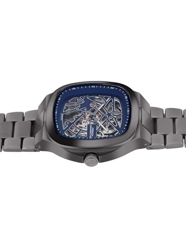 Image of French Connection See Through Blue Square Dial | Gun Stainless Steel Strap Automatic Watch for Mens FCA16UGNM