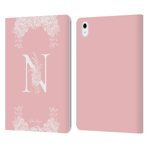 Étui iPad Air 2020/2022 en cuir Nature Magick avec portefeuille et monogramme N rose or