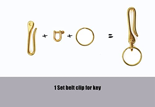 1 SET Solid brass U Key Loop Hook Belt Clip Hook for car keys keychain H23-BFBC4
